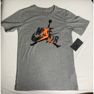 Boys‎ 12/13 Nike Air Jump NWT Gray Orange  Tshirt Short Sleeve